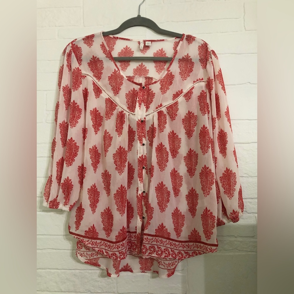 Sheer Bohemian Button Up Top